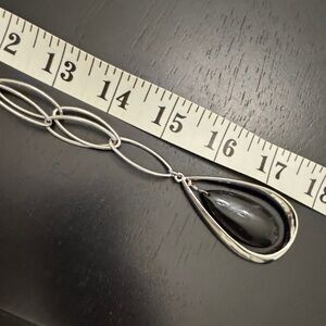 Lia Sophia Silver and Black Teardrop Pendant Necklace